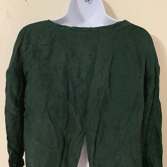 BB Dakota Dark Green Oversized Lagenlook Distressed Artsy Goblincore Blouse XS - Picture 5 of 8